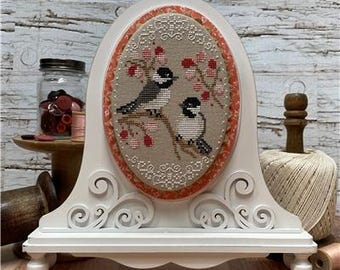 Counted Cross Stitch, Blossoms & Birds, Spring Decor, Pillow Ornament, Bird Motifs, Bowl Filler, Erin Elizabeth Designs, PATTERN ONLY