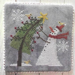 Counted Cross Stitch Pattern, Trimming the Tree, Snowman, Winter Decor, Snowflakes, Christmas Tree, Bendy Stitchy, PATTERN ONLY