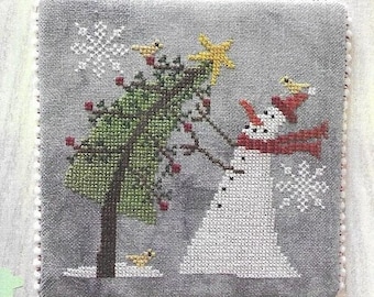 Counted Cross Stitch Pattern, Trimming the Tree, Snowman, Winter Decor, Snowflakes, Christmas Tree, Bendy Stitchy, PATTERN ONLY
