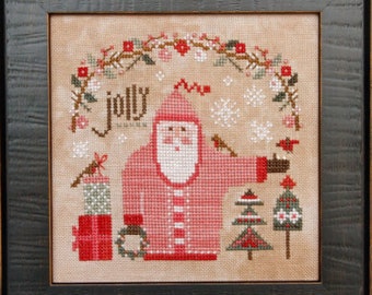 Counted Cross Stitch Pattern, Wee Santa 2022, Christmas Decor, Santa Claus, Jolly Santa, Heart in Hand, PATTERN ONLY