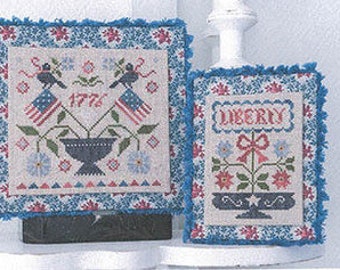 Counted Cross Stitch Pattern, Ornement 4th of July, Americana, Patriotic, Flower Motifs, American Flags, Collection Tralala, PATTERN ONLY