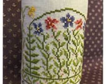 Counted Cross Stitch Pattern, Garden Visit, Flower motif, Pin Pillow, Karen Kluba, Rosewood Manor, PATTERN ONLY