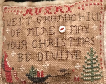 Cross Stitch Pattern, Sweet Grandchild, Sweet Child, Winter Decor, Holiday Decor, Christmas Ornament, Homespun Elegance, PATTERN ONLY