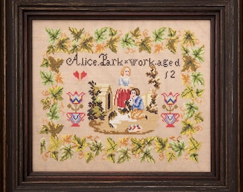 Counted Cross Stitch Pattern, Alice Park, Reproduction Sampler, Floral Motifs, Antique Reproduction, Hands Across the Sea, PATTERN ONLY