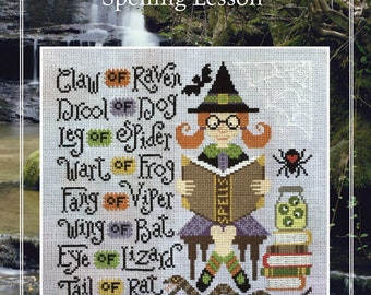 Counted Cross Stitch Pattern, Mary Rotter's Spelling Lesson, Bowl Filler, Halloween Decor, Silver Creek Samplers, PATTERN ONLY