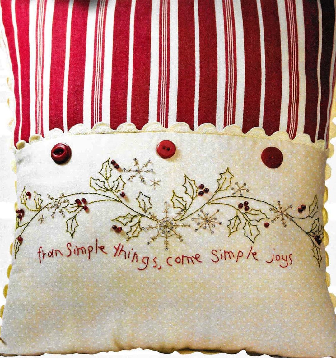 Embroidery Pillow Pattern, Simple Joys of Winter, Winter Decor, Cottage