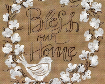 Counted Cross Stitch Pattern, Bless Our Home, Cross Stitch, Wedding Gift, Home Decor, Wedding Signs, Housewarming, Imaginating, PATTERN ONLY