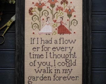 Counted Cross Stitch Pattern, Friendship Garden, Flower Motifs, Heart Motifs, Verse Sampler, Plum Street Samplers, PATTERN ONLY