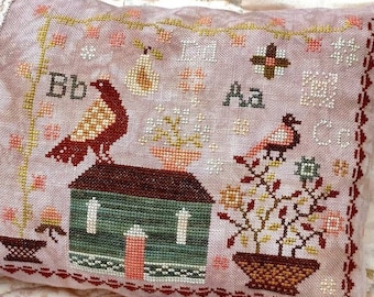 Counted Cross Stitch, Birds and Blossoms Sampler, Flower Motifs, Country Rustic, Emily Pengelly, Blueberry Ridge, PATTERN ONLY