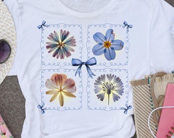 Gepresste Wildblumen png für Shirt | Blumen Coquette Bogen | Gepresste Blume Clipart | Kokette Wildblumen png | Wildblumen Clipart png