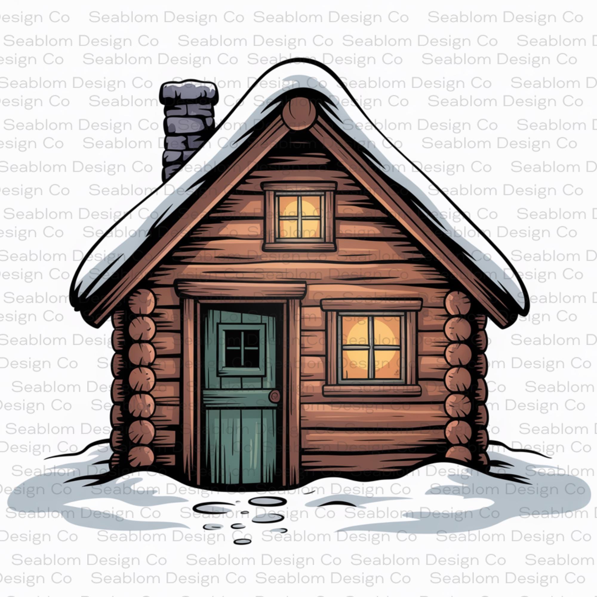 View of Christmas Cabin Design Elements Bundle | Snowy Cabin Furnishings Png ...