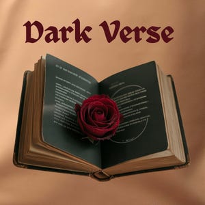 Dark Academia Poetry png | Mystical Goth Poetry Shirt | Dark Rose on Open Old Book | Mystical Gothic Dark Pages | Dark Poetry Shirt