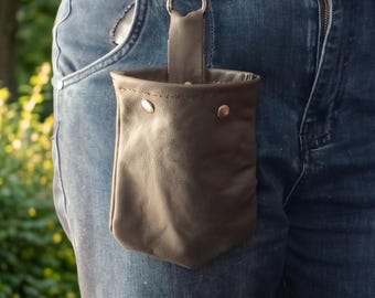 Bolsa de cuero natural para premios/entrenamiento para perros
