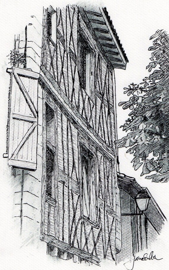 Dessin En édition Limitée à La Plume Et Encre Crayon Et Fusain