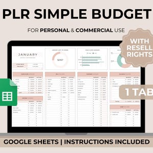 PLR Budget Vorlage Google Sheets | Kommerzielle Lizenztabelle | Master Weiterverkaufsrechte | Monatlicher Haushaltsplaner | Eigenmarkenrechte