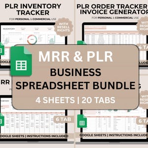 PLR Small Business Bundle | MRR Bookkeeping Spreadsheet | Order Tracker Google Sheets | Commercial Rights Inventory Tracker | Rental Income