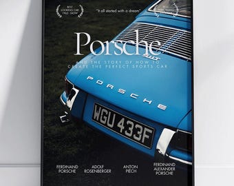 Porsche Movie Poster Digital Download | Car Wall Art Print for Porsche Fans | Automotive Poster for Garage Wall Decor | Instant Download