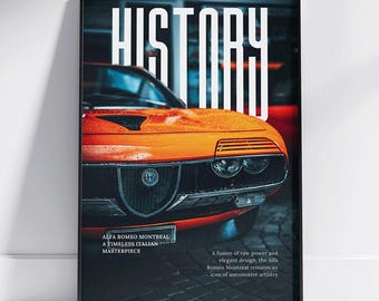 Alfa Romeo Montreal Digital Download Car Poster Print | Classic Italian Automotive Wall Art | Garage Wall Decor for Car Enthusiasts