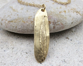 The Goddess Tree Willow Leaf Gold Plated Necklace pendant 24" chain bohemian