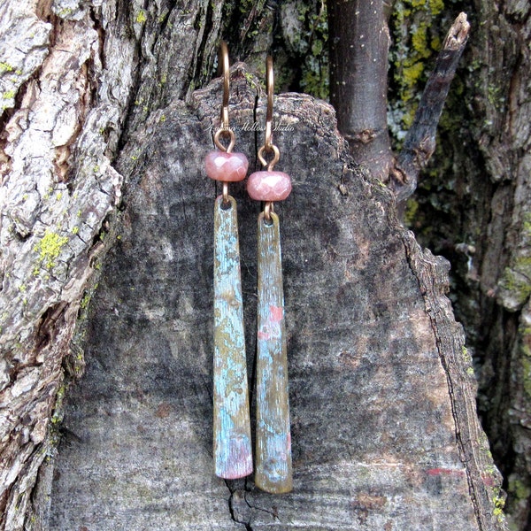 Dangly Boho Patina Earrings with Fancy Jasper Gemstones bohemian crystal