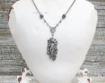 Aphrodite of the Sea Art Nouveau Necklace Goddess Greek Venus fantasy czech glass