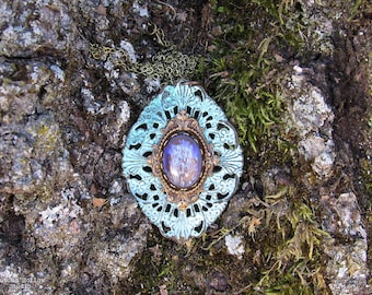 Faery Portal Enchanted Fantasy Necklace, victorian, dragons breath opal