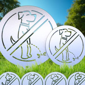 No Pee/Poo Dog Sign: Stainless Steel Yard & Garden Decor