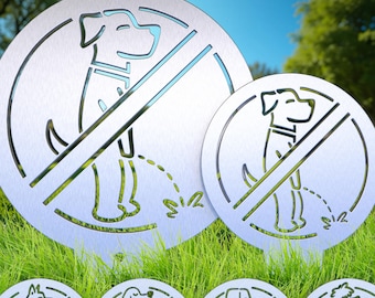 No Pee/Poo Dog Schild: Edelstahl Yard & Gartendekoration