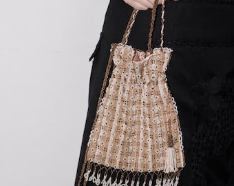 Vintage-Inspired Hand-Beaded Crossbody & Handbag