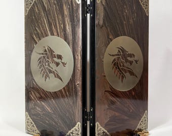 Luxury Backgammon Set “Fire Skull and Dragon” Handmade Resin & Wood Board Game Gift