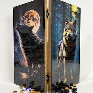Wolf Backgammon Set – Tempered Glass, Solid Wood Board Game