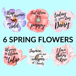 Digital art print INSTANT DOWNLOAD Lettering illustration Spring Flowers01