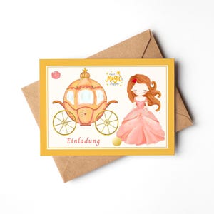 Einladung Kindergeburtstag, Einladungskarte, Postkarte Motiv "Prinzessin", Geburtstag Feier Mädchen Einladung, Papeterie