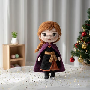 Anna Frozen Crochet Character Doll, Disney Princess Anna Stuffed Figure, Handmade Anna Amigurumi Toy, Collectible Kids Toy image 4