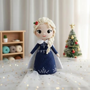 Elsa Frozen Crochet Doll, The Snow Queen Handmade Doll, Disney Princess Stuffed Toy, Disney Frozen Kids Gift, Disney Princess Amigurumi Doll image 5