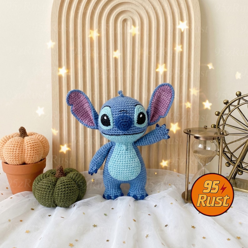 Stitch and Lilo Crochet Doll Set, Disney Movie Amigurumi Figures, Stuffed Alien Plush Toy, Unique Amigurumi Gift, Soft Crochet Plush image 2
