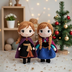 Anna Frozen Crochet Character Doll, Disney Princess Anna Stuffed Figure, Handmade Anna Amigurumi Toy, Collectible Kids Toy image 1