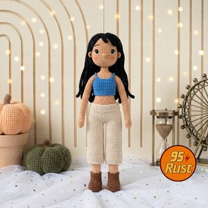 Stitch and Lilo Crochet Doll Set, Disney Movie Amigurumi Figures, Stuffed Alien Plush Toy, Unique Amigurumi Gift, Soft Crochet Plush image 6