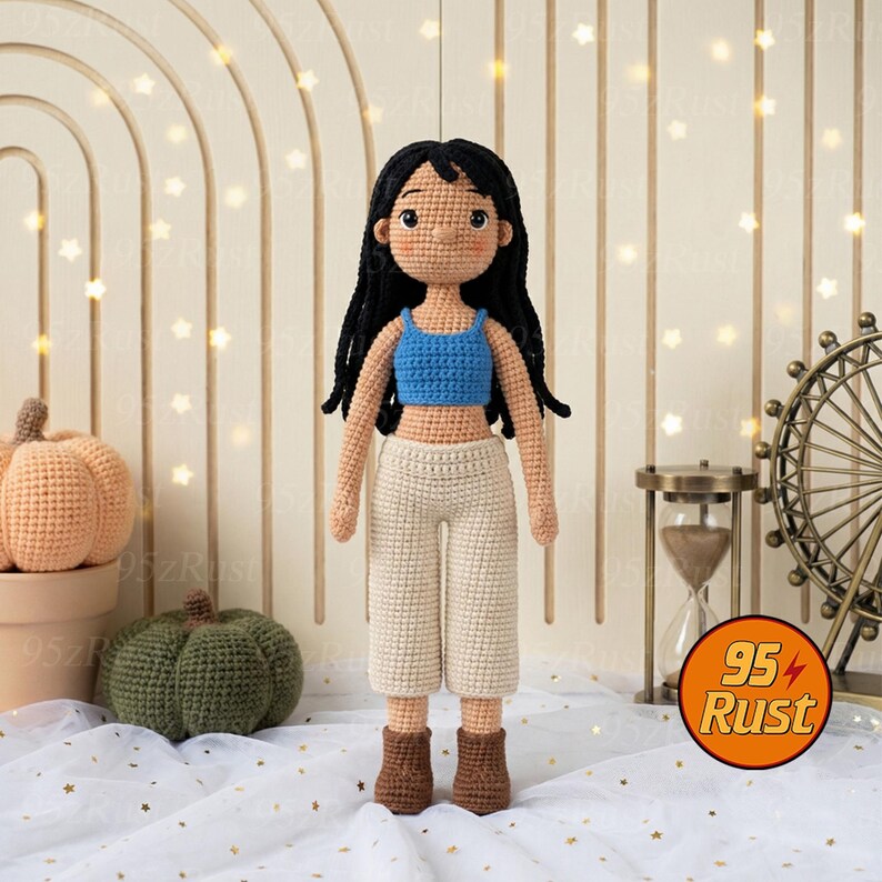 Stitch and Lilo Crochet Doll Set, Disney Movie Amigurumi Figures, Stuffed Alien Plush Toy, Unique Amigurumi Gift, Soft Crochet Plush image 6
