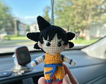Gehäkelter Dragon Ball Schlüsselanhänger, Anime Auto Spiegel Anhänger, handgemachte Amigurumi Puppe