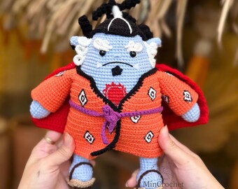 Crochet Jinbe Amigurumi Doll, handgemachte One Piece Anime Plüsch