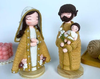 Handgemachte Heilige Familie Krippe, Joseph Mary Baby Jesus Dolls, katholische Dekoration, Muttertagsgeschenk