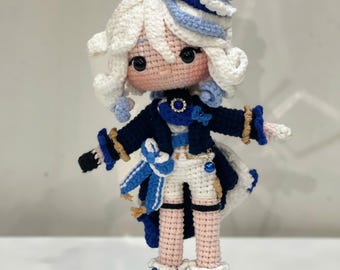 Furina Forcalos gehäkelte Puppe, Genshin Auswirkungen Plüschtiere, benutzerdefinierte genshin Puppe, Ostergeschenk, Muttertagsgeschenk