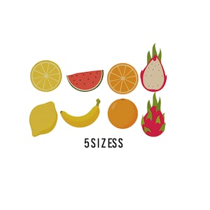 Fruits Embroidery Design Bundle: Summer Machine Embroidery Files, 5 Sizes (Digital Download)