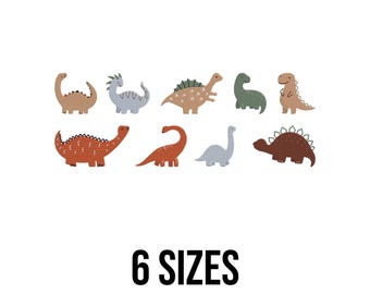 Dinosaur Set Embroidery Design - Mini Dinosaur Bundle Embroidery Design - Dinosaurs Embroidery - Machine Embroidery Design Files - 6 Sizes