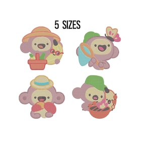 Cute Monkey Bundle Embroidery Design, Funny monkey Embroidery Design, Monkey Machine Embroidery Design, Cute Koala Embroidery, 5 Sizes
