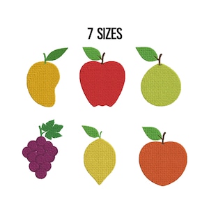 Fruits Embroidery Design: Mini Summer Fruits, 7 Sizes (Digital Download)