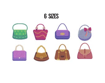 Fancy Purse Set Embroidery Design - Ladies Purse Handbag Embroidery Design - Women Handbag Bundle Machine Embroidery Design Files - 6 Sizes