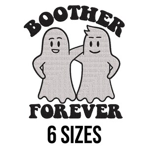 Boother Forever Embroidery Design - Cute Smiley Friends Ghosts Embroidery Design - Twice Ghosts Machine Embroidery Design Files - 6 Sizes