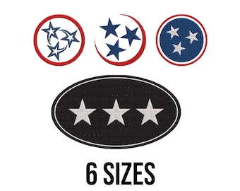 Tennessee Embroidery Design - Tennessee Tristar Embroidery Design- Tennessee State Sign Embroidery- Machine Embroidery Design Files -6 Sizes